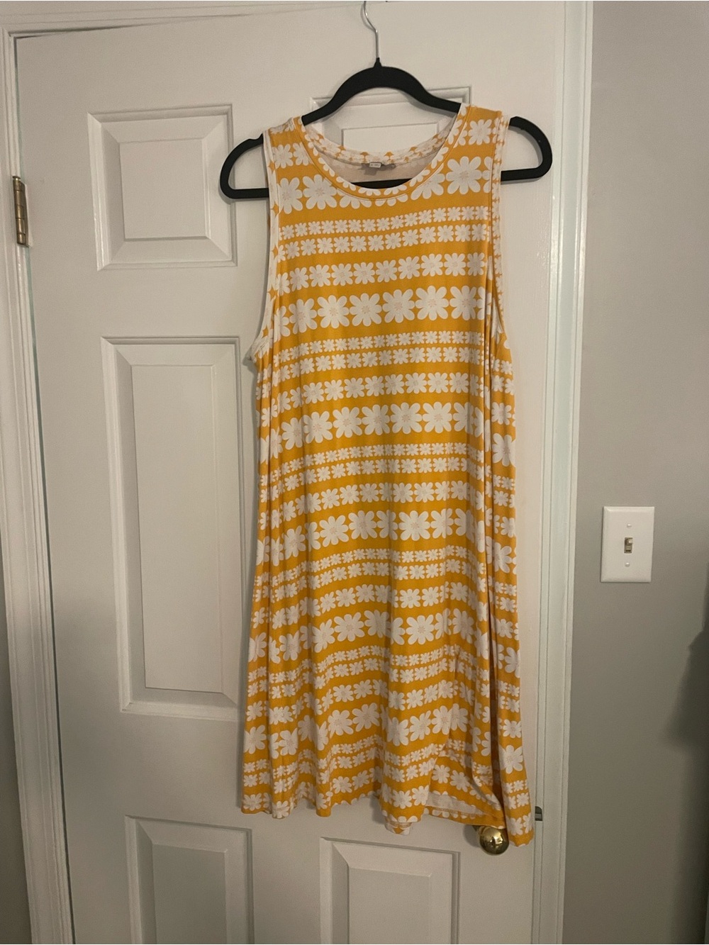 LOFT Yellow and White Floral Stripe Sleeveless Mini Dress